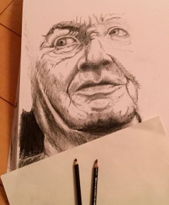 Oude man, potlood op papier